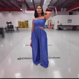 Wide leg high waisted camisole wrapped chest jumpsuit