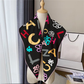 Alphabet color blocked shawl large square scarf diagonal scarf