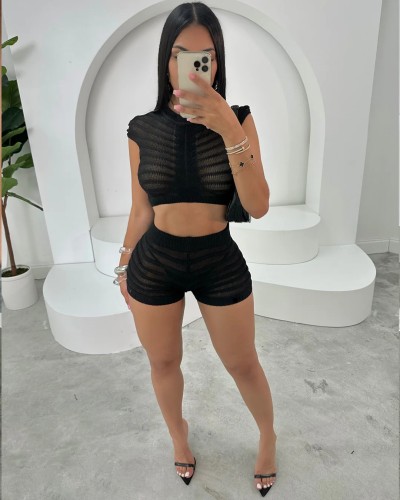 Knitted perspective set, hip hugging pants set