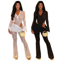 Perspective jumpsuit lace two-piece set