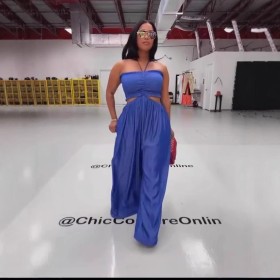 Wide leg high waisted camisole wrapped chest jumpsuit