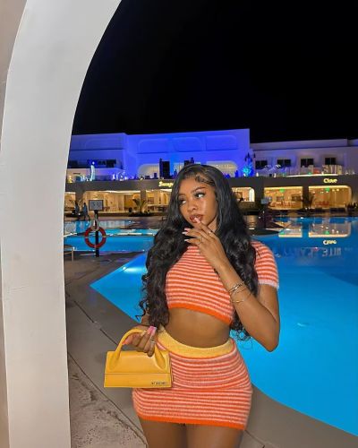 Hollow perspective lapel knit shorts set