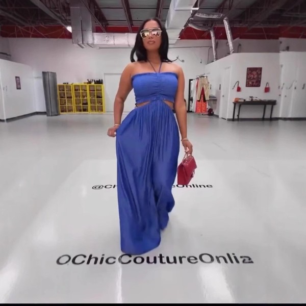 Wide leg high waisted camisole wrapped chest jumpsuit