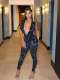 Deep V-neck elastic jumpsuit