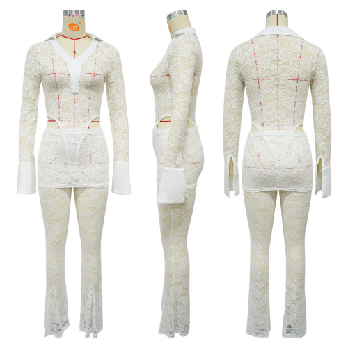 Perspective jumpsuit lace two-piece set