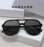 Leopard print double beam blackout sunglasses with large frame glasses