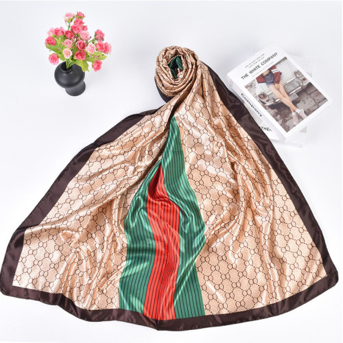 Colorful striped checkered printed long scarf scarf silk scarf