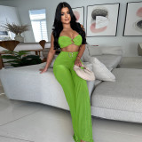 Decorative buckle solid color neck hanging two-piece set