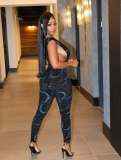 Deep V-neck elastic jumpsuit