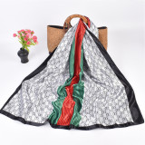 Colorful striped checkered printed long scarf scarf silk scarf