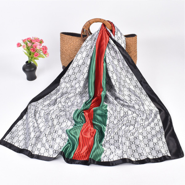 Colorful striped checkered printed long scarf scarf silk scarf