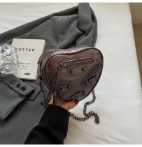 Mini love motorcycle bag, air rivet chain diagonal cross bag
