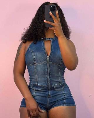 Cowboy elastic jumpsuit vest jumpsuit shorts