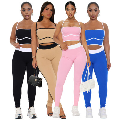 Two piece set of suspender elastic pit pants