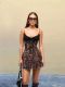 Leopard print lace patchwork camisole dress