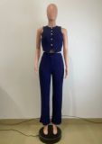 Two piece vest high waisted wide leg pants set
