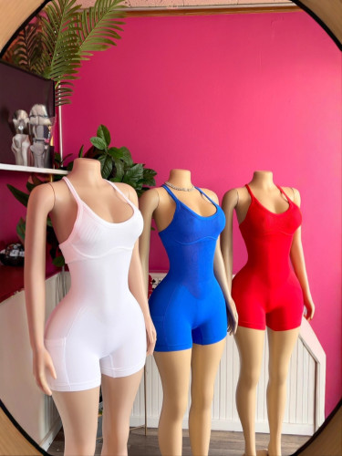 Backless and belly hugging sleeveless jumpsuit
