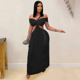 Strapless transparent mesh dress