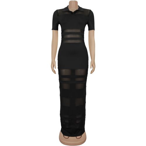 Perspective mesh splicing arm wrapped dress
