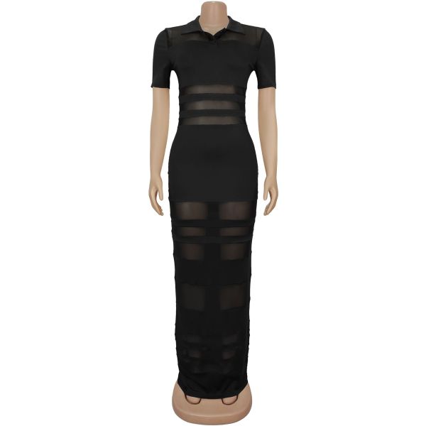Perspective mesh splicing arm wrapped dress