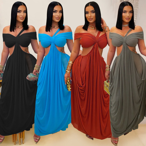 Strapless transparent mesh dress