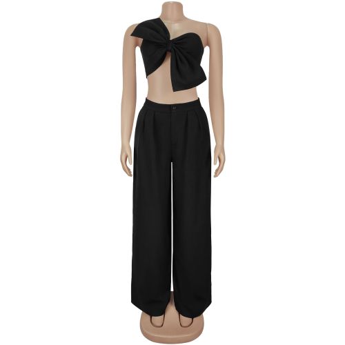 Butterfly knot casual pants two-piece set