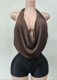Hanging neck strap backless top