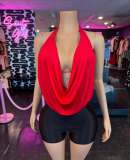 Hanging neck strap backless top