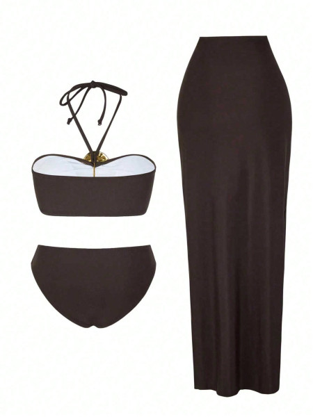 Shrink pleated one shoulder small top, hip hugging skirt set