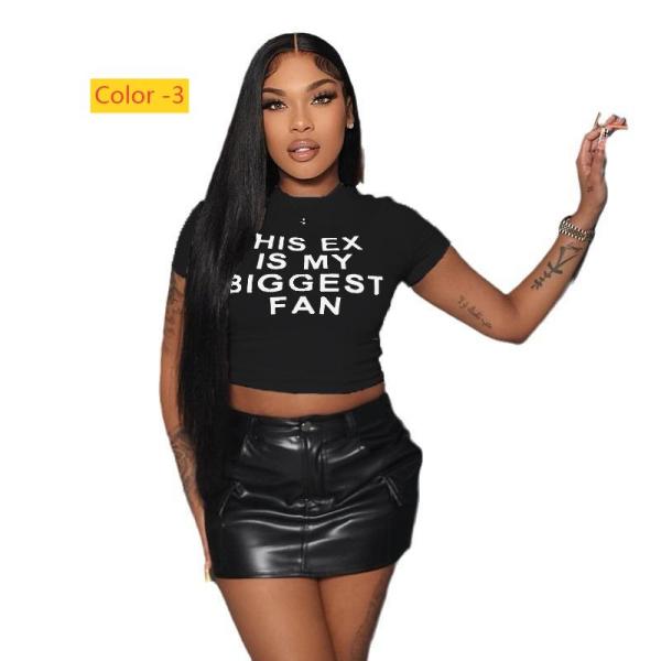 Letter print short T short sleeved shirt