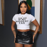 Letter print short T short sleeved shirt