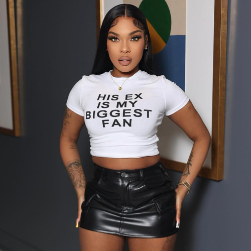 Letter print short T short sleeved shirt