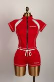 Zipper cardigan sports short sleeved T-shirt top set