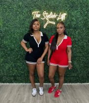 Buckled V-neck short sleeved jumpsuit jumpsuit