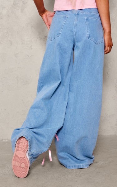 Bow high waisted wide leg jeans