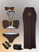 Shrink pleated one shoulder small top, hip hugging skirt set