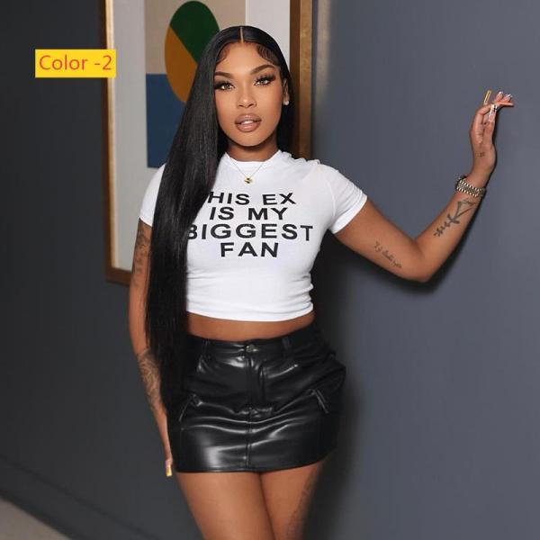 Letter print short T short sleeved shirt