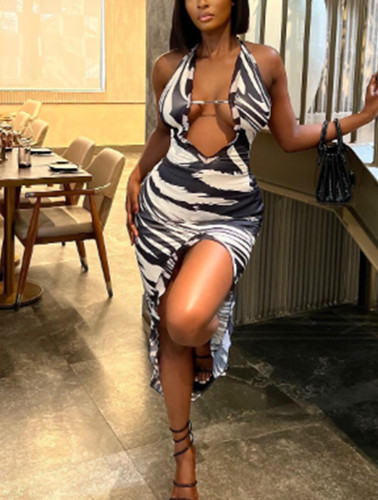 Large striped backless jumpsuit