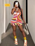 Printed camisole U-neck hip hugging shorts jumpsuit