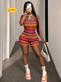 Printed camisole U-neck hip hugging shorts jumpsuit