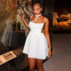 Folded A-line skirt with backless straps and a short one-piece collar dress
