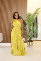 Slanted shoulder long dress