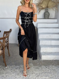 Lace patchwork high waisted camisole dress