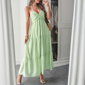 Hanging neck seaside atmosphere long skirt dress