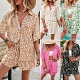 Printed shirt shorts two-piece set
