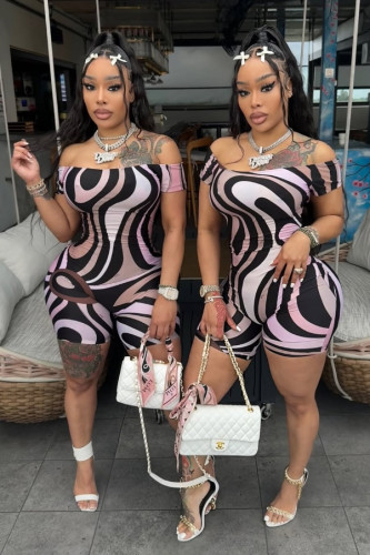 Printed strapless jumpsuit shorts
