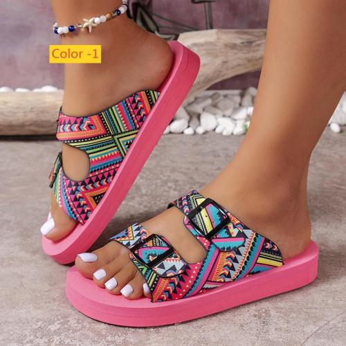 Large thick bottom belt buckle, lightly soaked soft bottom, colorful slippers