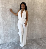 Hanging neck, swinging collar, big backless, tied rope, mesh, two-piece set