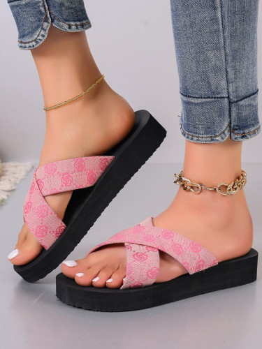 Large size thick soled slippers with cross shaped sandals