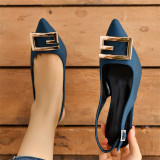 Baotou high-heeled sandals with pointed back hollow metal buckle and slim heels